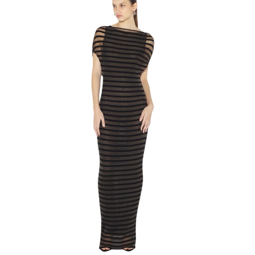 NWT Jean Paul Gaultier Marinière Striped Black Mesh Dress - Picture 11 of 15